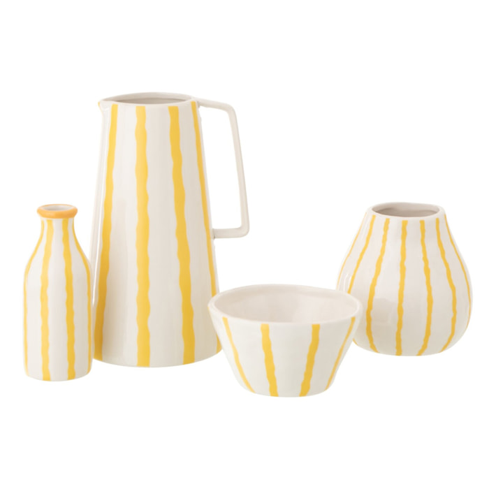 J-Line Carafe Lignée Dolomite - céramique - blanc/jaune clair