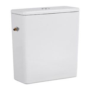 WC à poser sans bride en céramique avec abattant SoftClose + réservoir de chasse, alimentation latérale, blanc (CEPX030RREXVP)