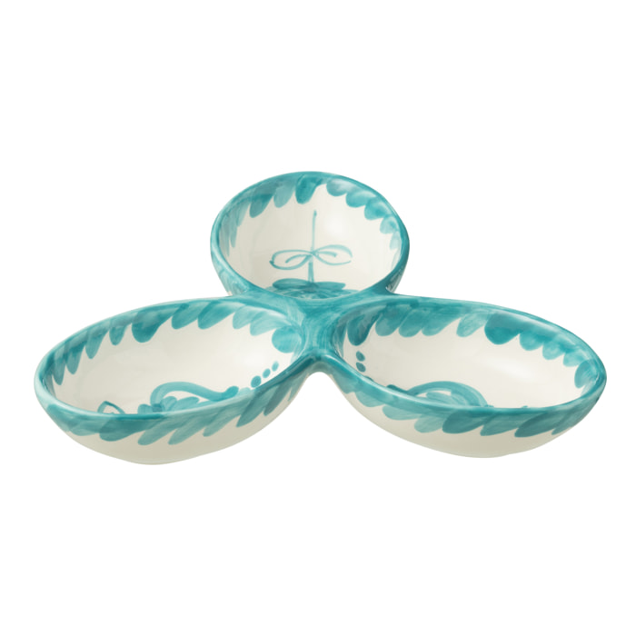J-Line plat à tapas Granada Clover - céramique - blanc/aqua