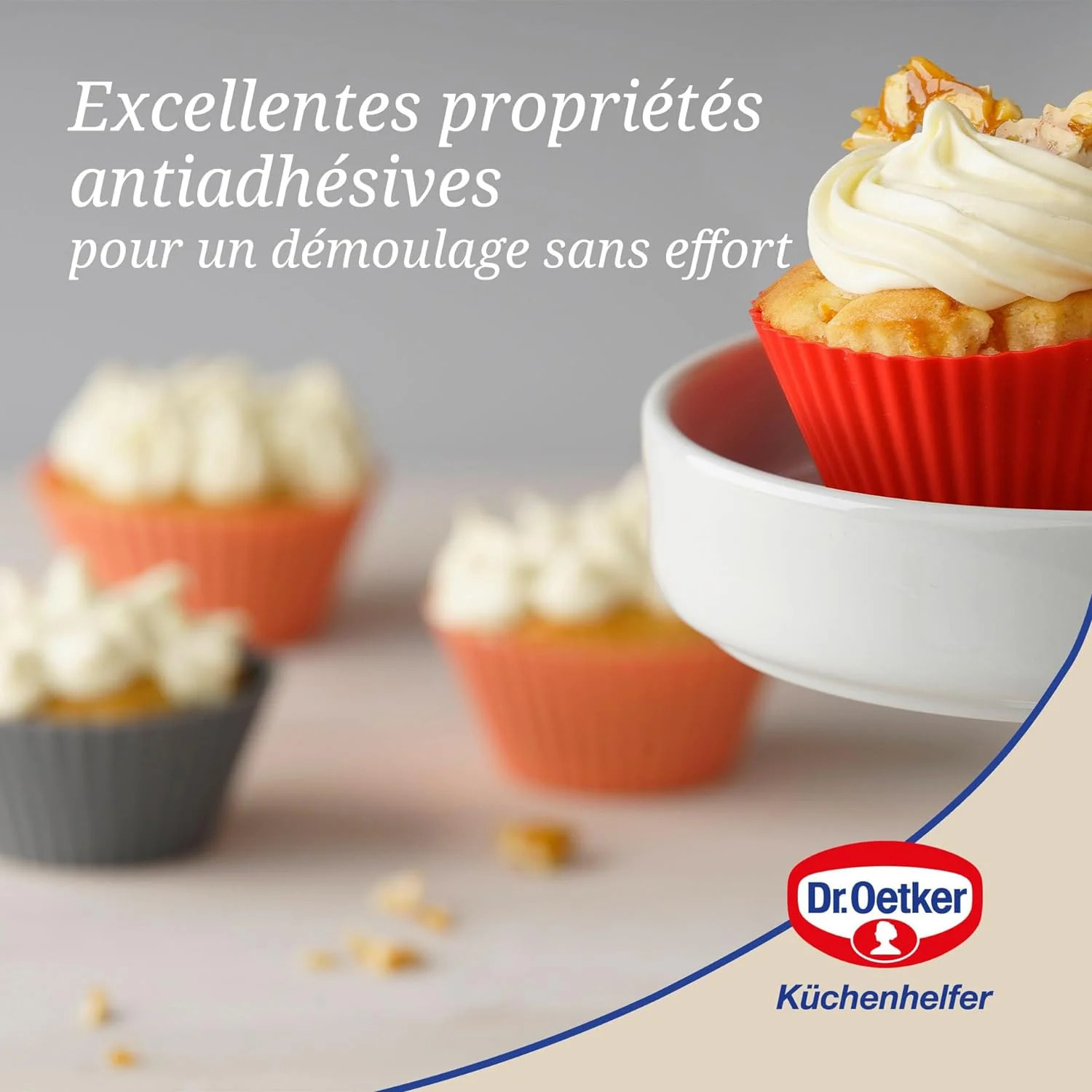 Lot de 12 caissettes muffins en silicone 7 cm Dr. Oetker Flexxibel Love