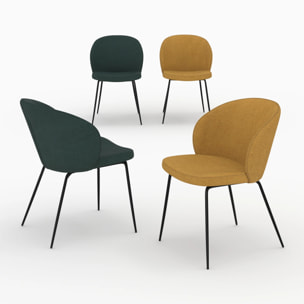 Pack 4 chaises en tissu bouclé jaune et vert - Groom