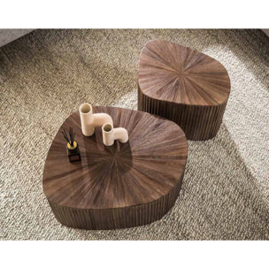 Tania - lot de 2 tables basses gigognes en teck massif - 73 et 53 cm - Bois