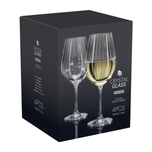 Juego de 4 copas de vino blanco con diseño de rayas en relieve 520ml