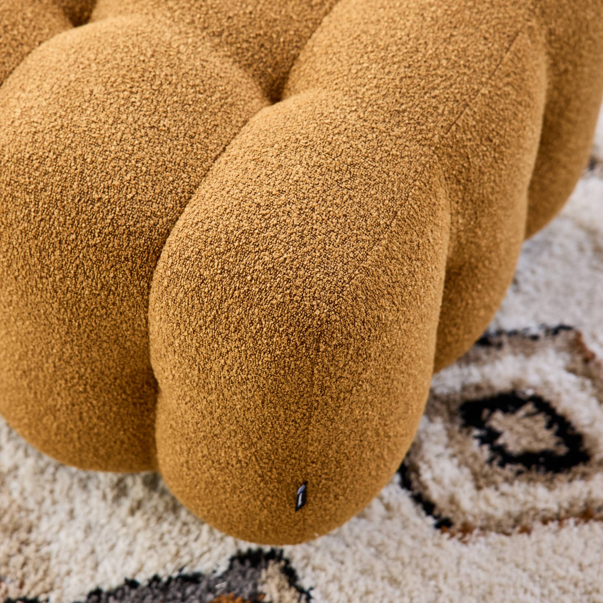 Pouf, repose-pieds pour canapé 2 places Leon bouclette texturée LEON