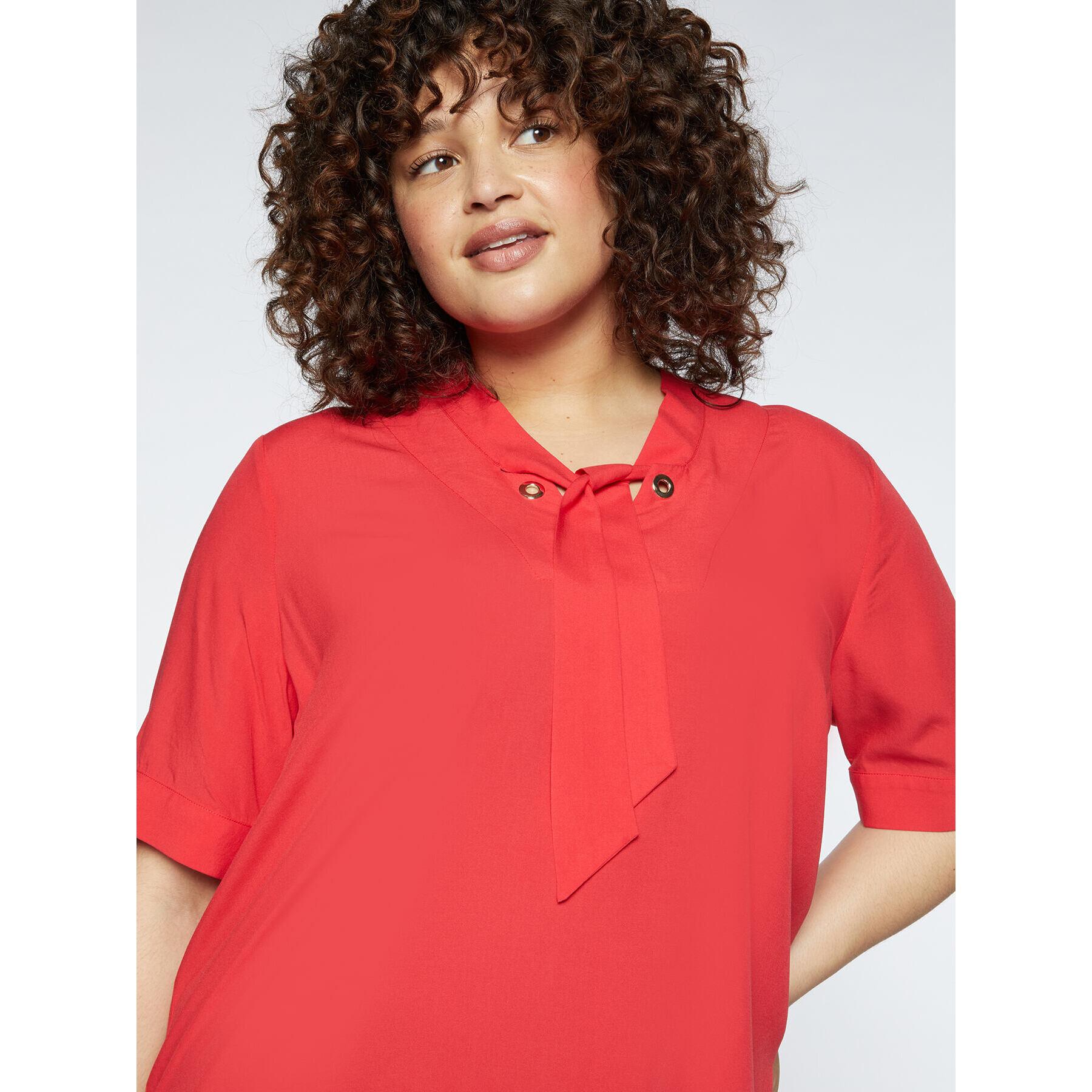 Fiorella Rubino - Blusa con ojales de viscosa ECOVERO™ - Rojo