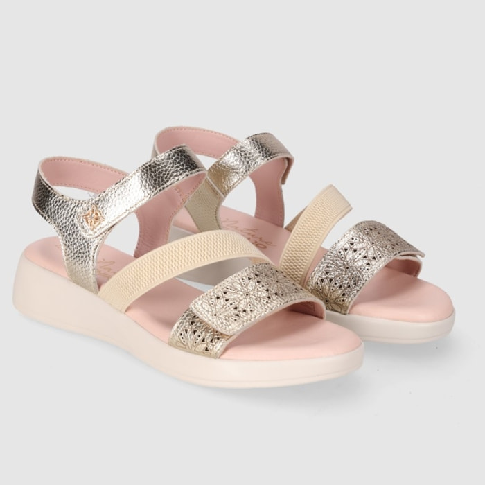 Sandalias de Piel - Platino - Tacón: 5 cm