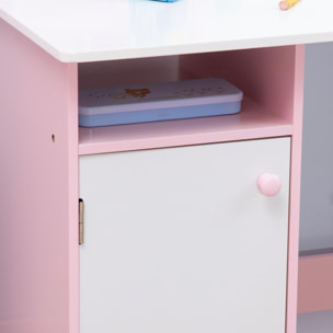 Juego de Mesa y Silla Infantil de Madera con Pizarra Blanca 90x45x85 cm Rosa