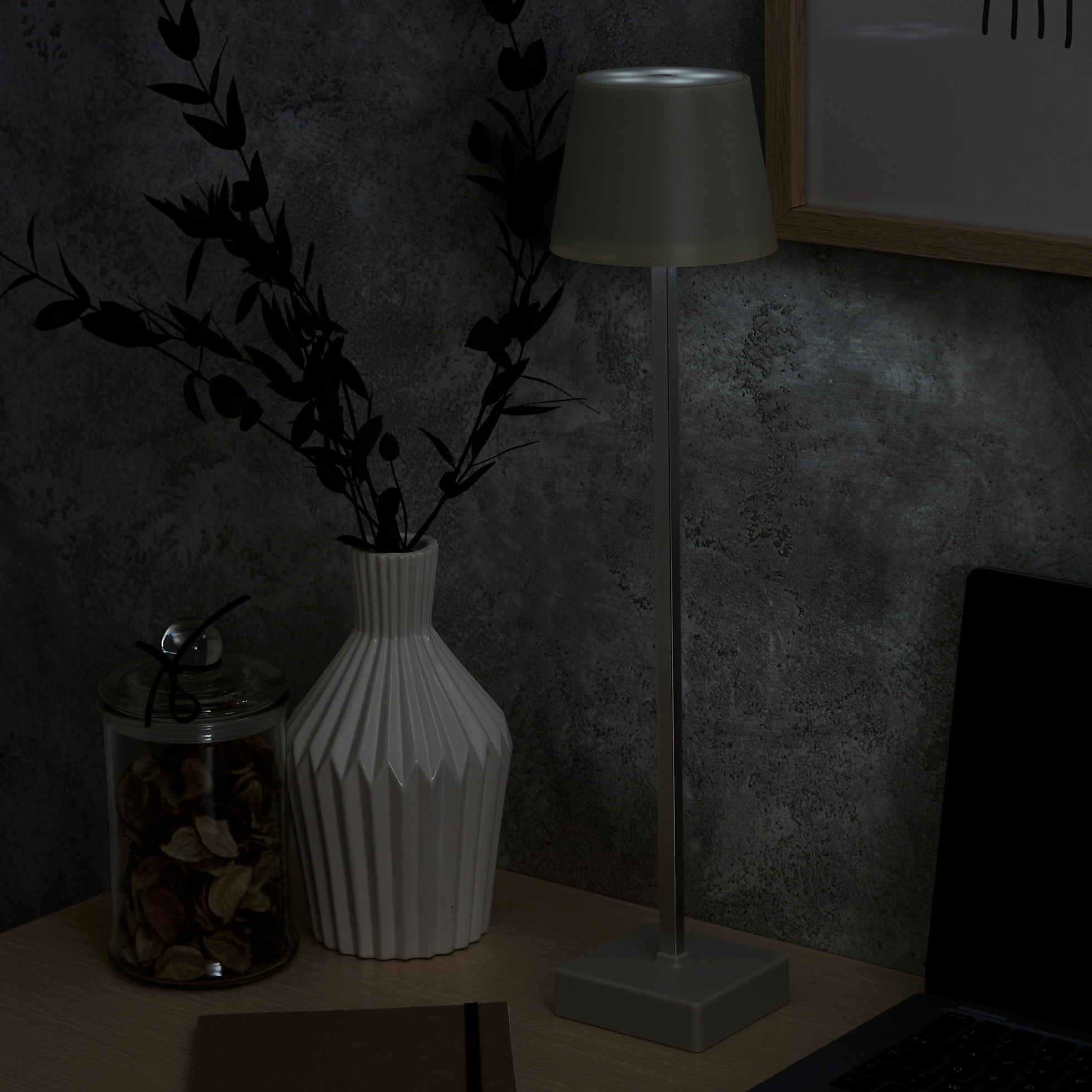 Lampe De Table Rechargeable Usb Taupe H45cm