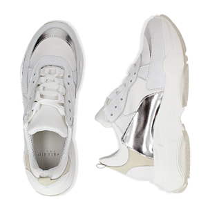 Dad shoes bianco/argento in pelle