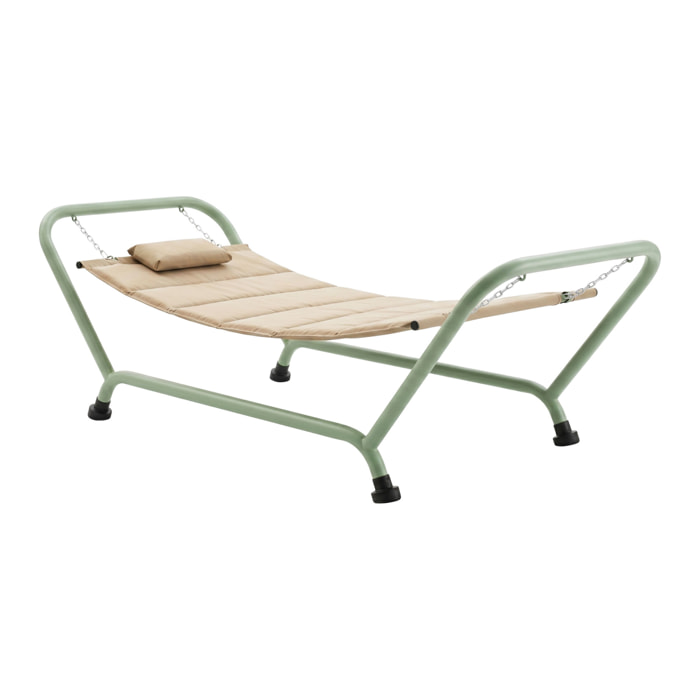 Levia - Amaca Da Giardino 233x86x95 cm Con Supporto in Metallo e Cuscino per Esterno in Tessuto Beige