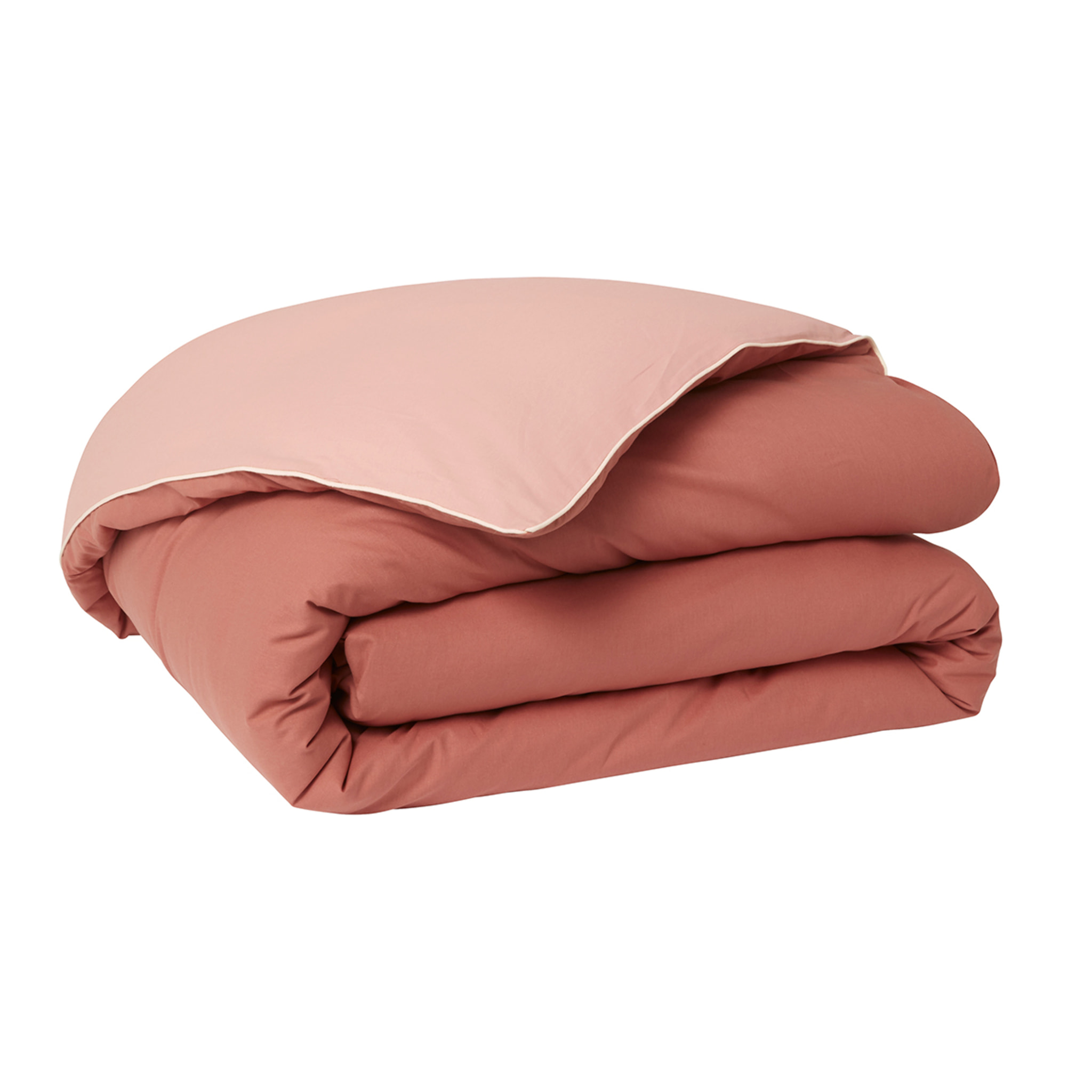 Housse de couette bicolore en coton, BONS JOURS, Rose terracotta / poudre