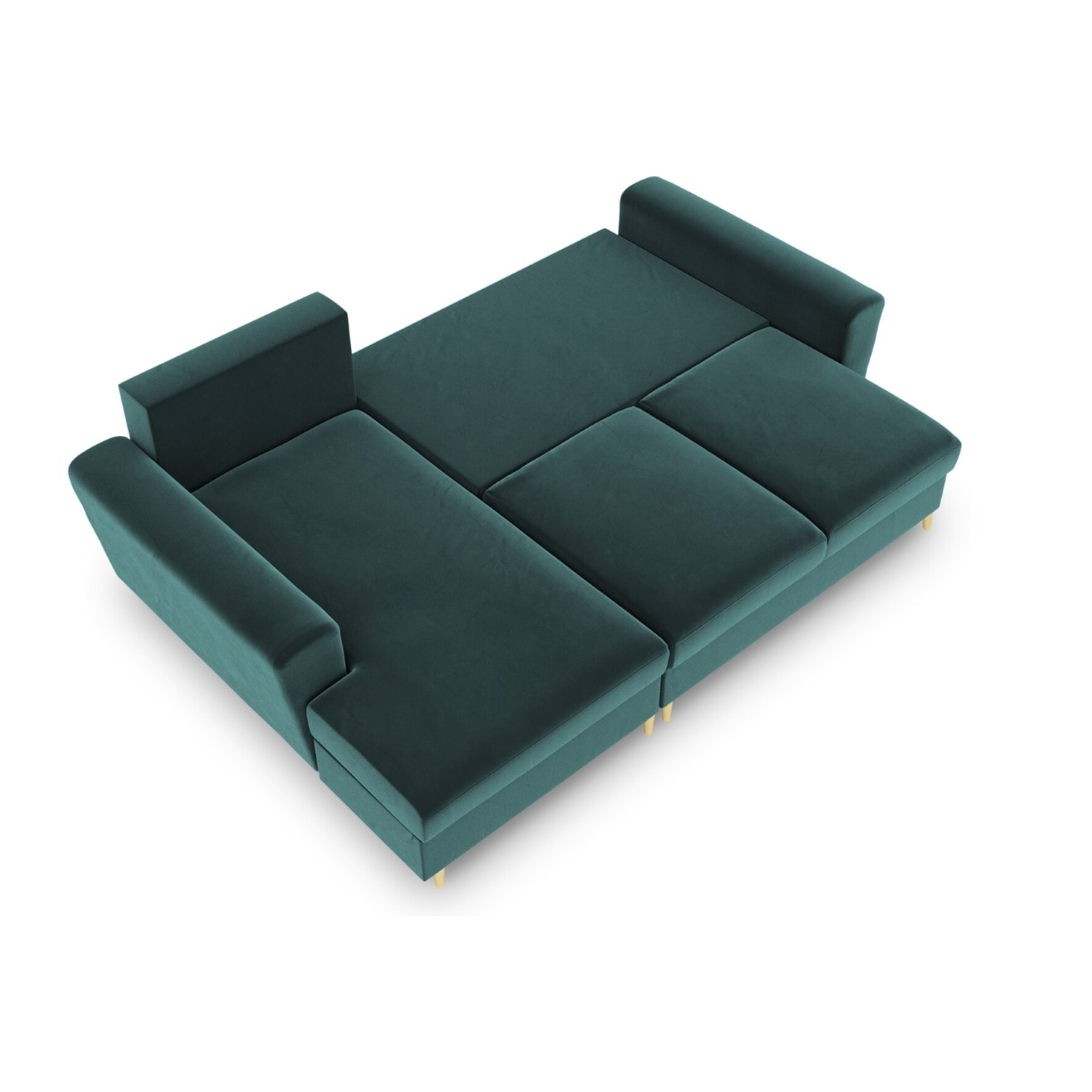Canapé d'angle gauche convertible avec coffre de rangement "Kyoto" 4 places en velours pétrole