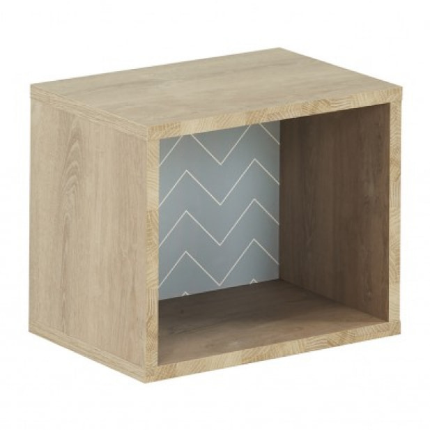 Cube mural décor chêne beige, réversible blanc ou bleu - SCANDI