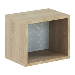 Cube mural décor chêne beige, réversible blanc ou bleu - SCANDI