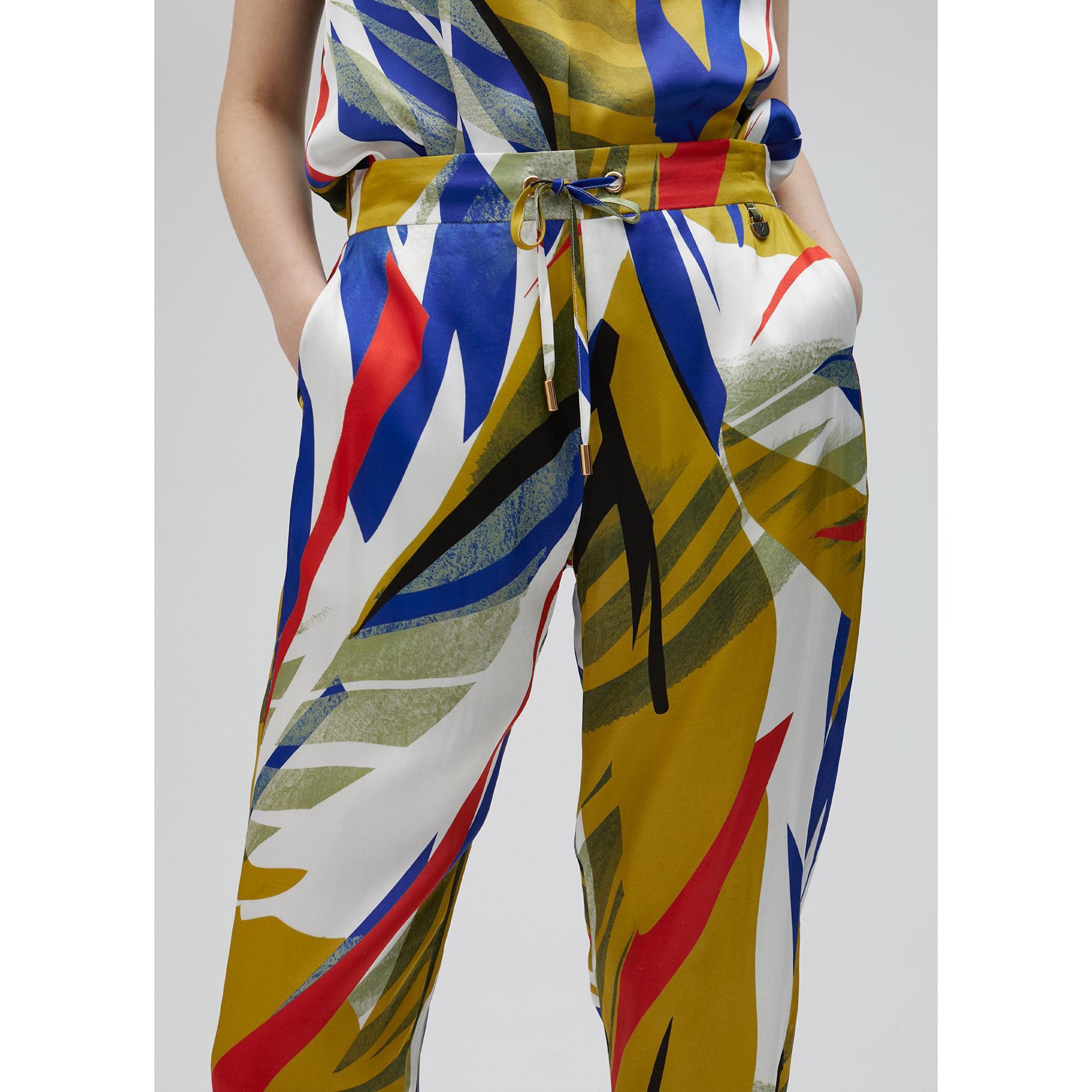 Pantaloni jogger satinati stampa tropicale