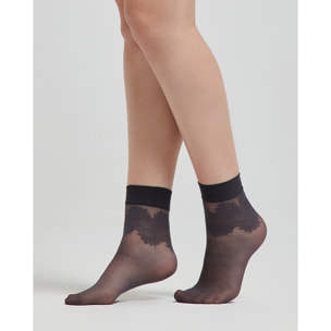 Calzino velato Onice con disegno balza in pizzo