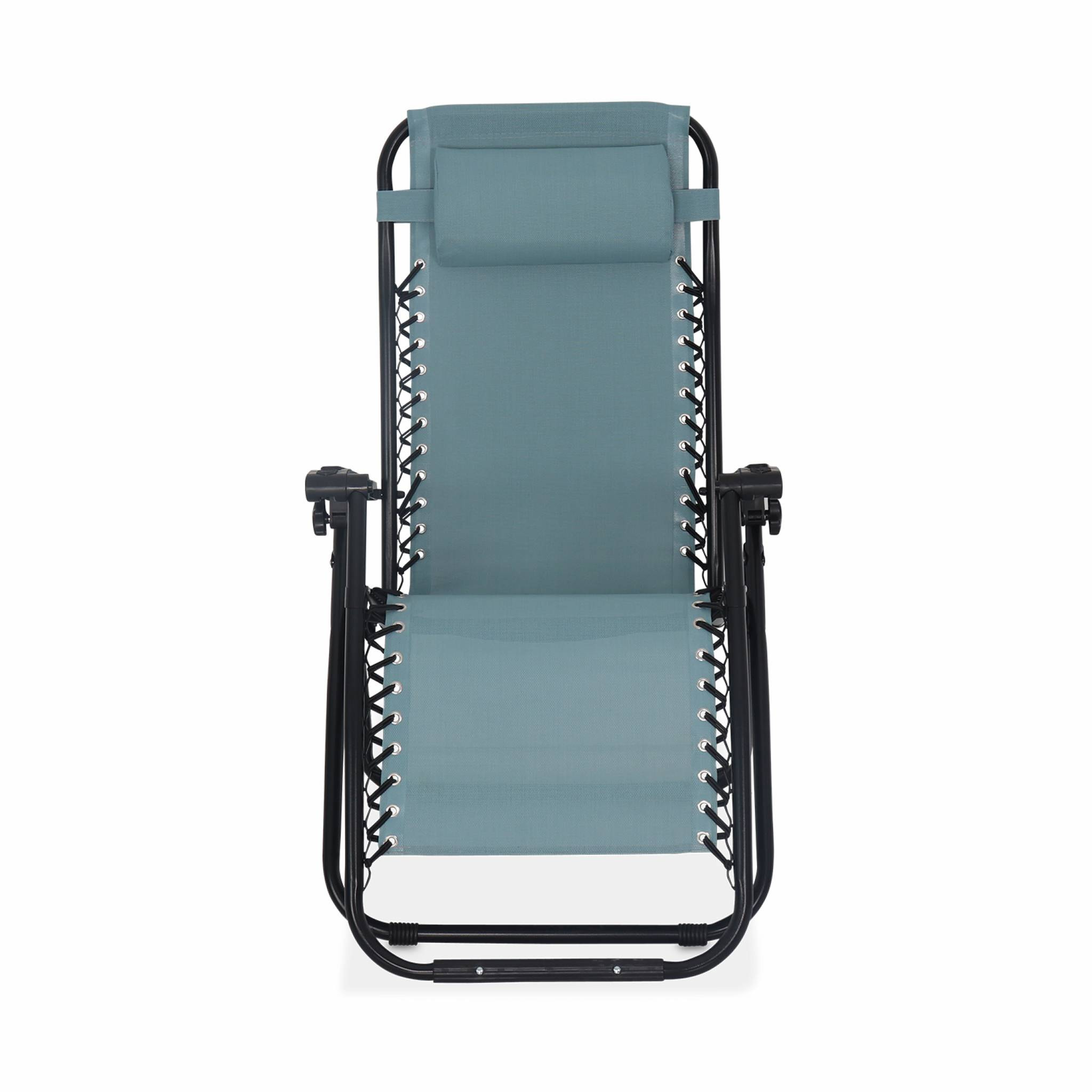 Lot de 2 fauteuils relax – Patrick – Textilène. pliables. multi-positions. émeraude