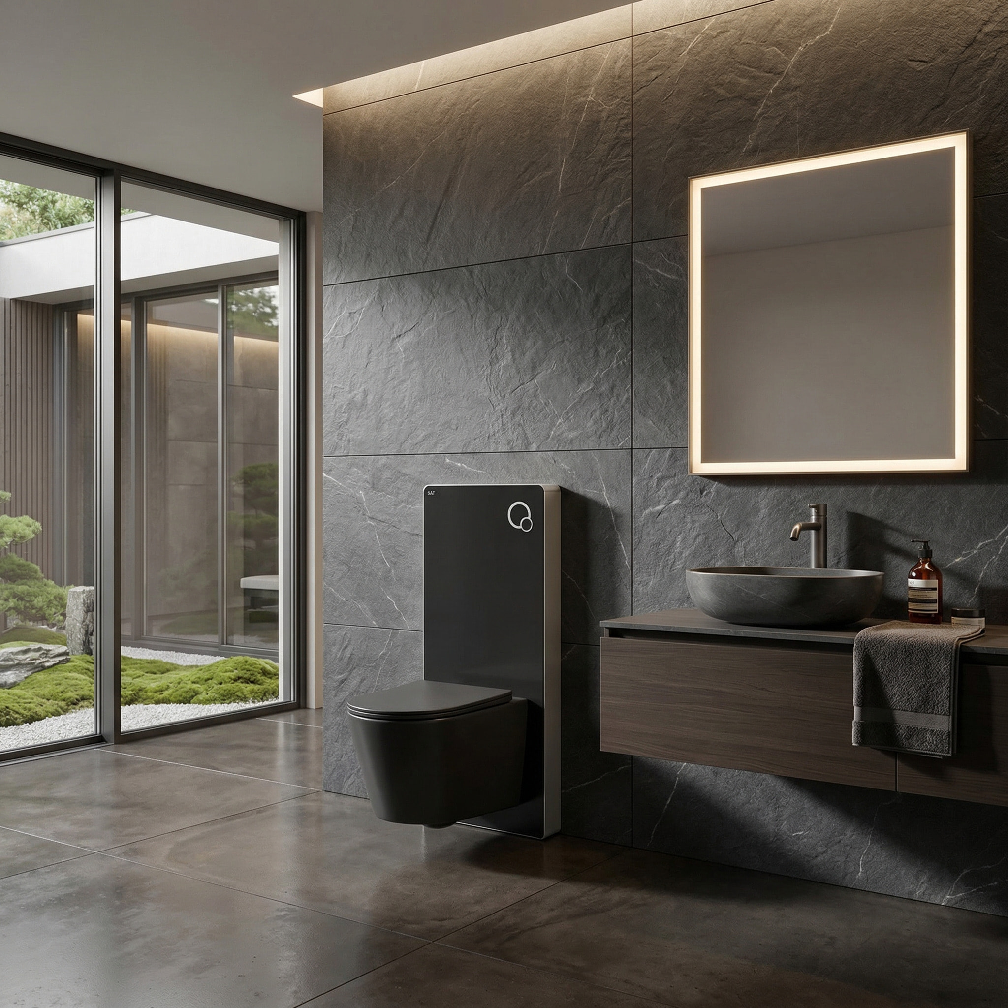 Glass pack WC bâti-support avec plaque de commande + WC suspendu Ceramia sans bride avec abattant SoftClose (STGLBCE14BMT01-FR)