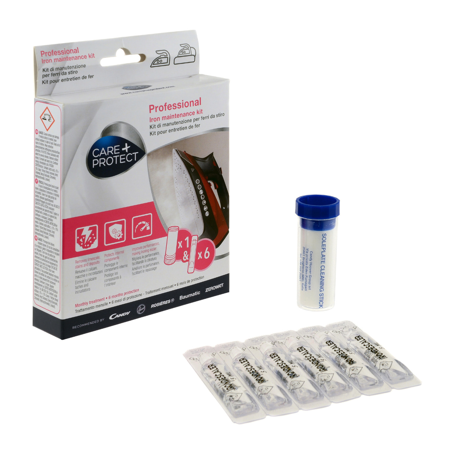 CARE + PROTECT Kit per la pulizia del ferro da stiro (1 stick plus 6 fiale)