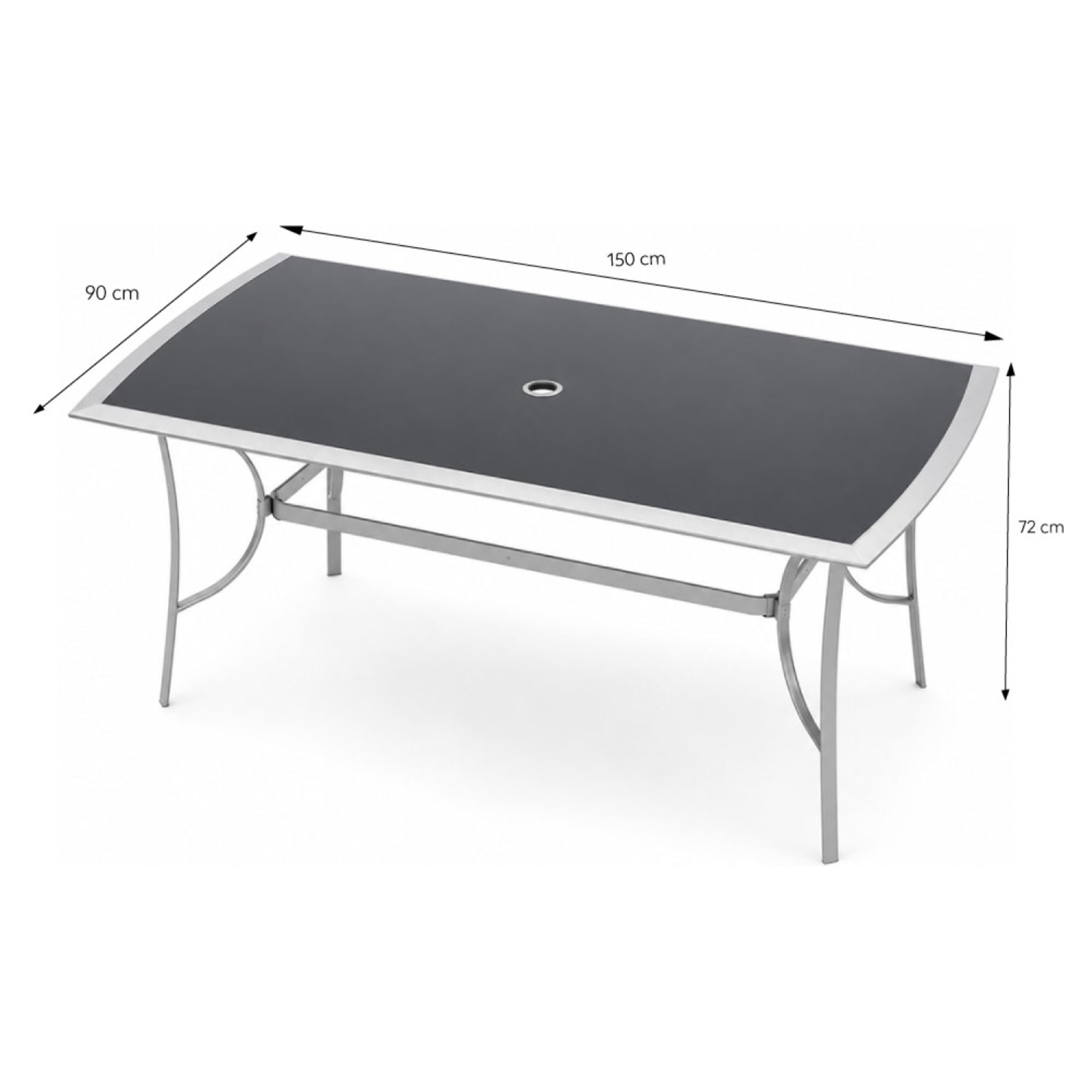 Ensemble de jardin table 150 cm + lot de 4 chaises pliantes DURHAM