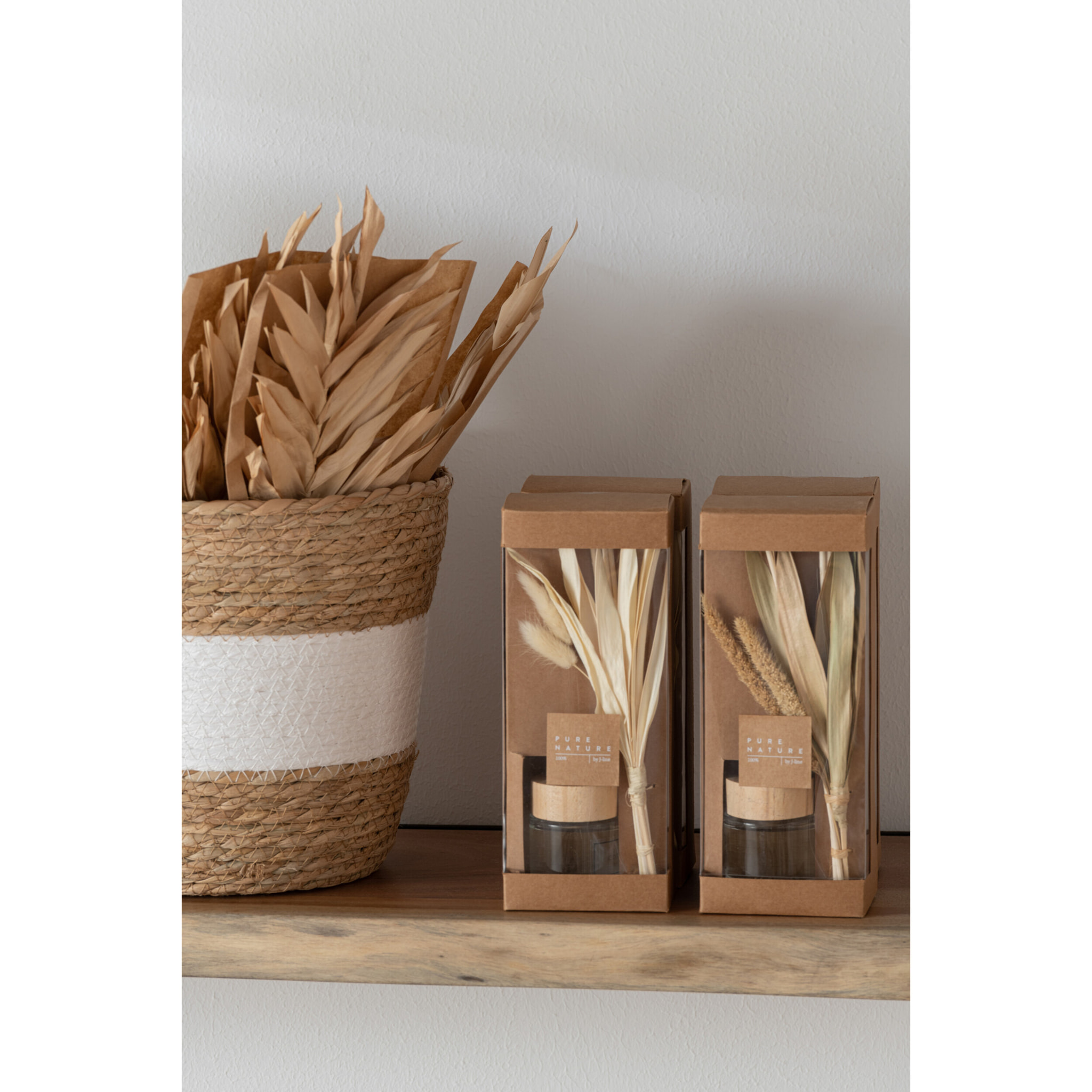 J-Line Bâtonnets parfumés + fleurs - verre - vert - 2 pcs