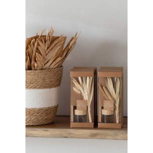 J-Line Bâtonnets parfumés + fleurs - verre - vert - 2 pcs