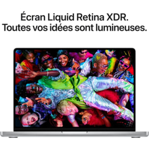Ordinateur Apple MACBOOK Pro 14" Puce M5 Max CPU 18 / GPU 32 coeurs Mémoire RAM 36Go Stockage 2To SSD XDR Argent