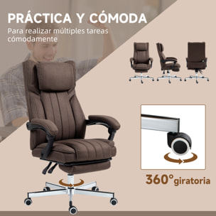 Silla de Masaje con 6 Puntos de Masaje Silla de Oficina Giratoria Silla de Escritorio Reclinable con Altura Ajustable Control Remoto Reposapiés y Reposacabezas Marrón Oscuro