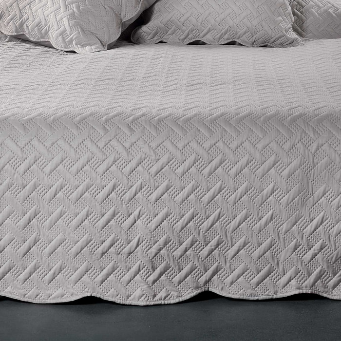 Couverture molletonné surpiquage graphique - Gris clair