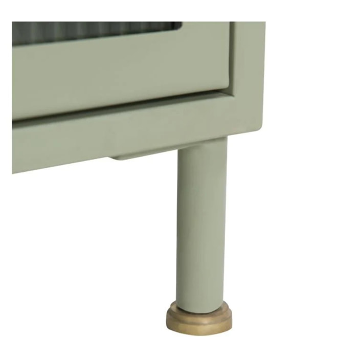 Table de chevet en verre, métal et bois 1 porte - Marnie