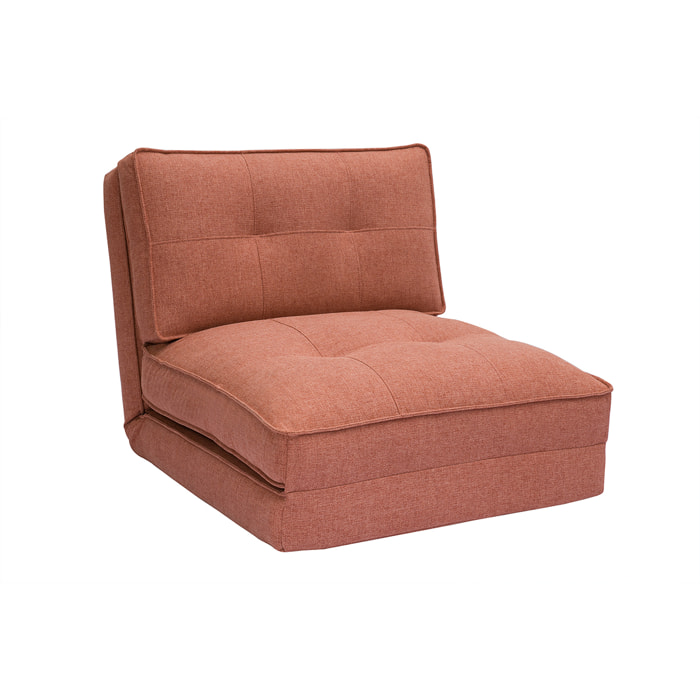 Chauffeuse 1 place convertible en tissu terracotta SALLY