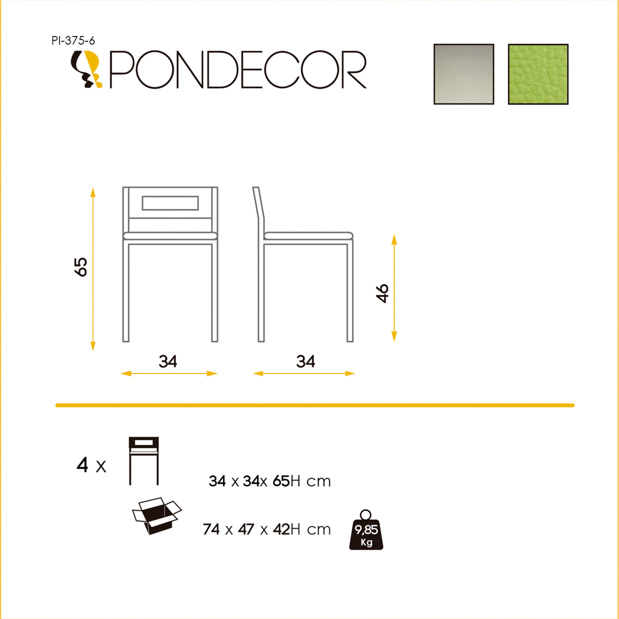 Set de 4 taburetes – Polipiel y metal