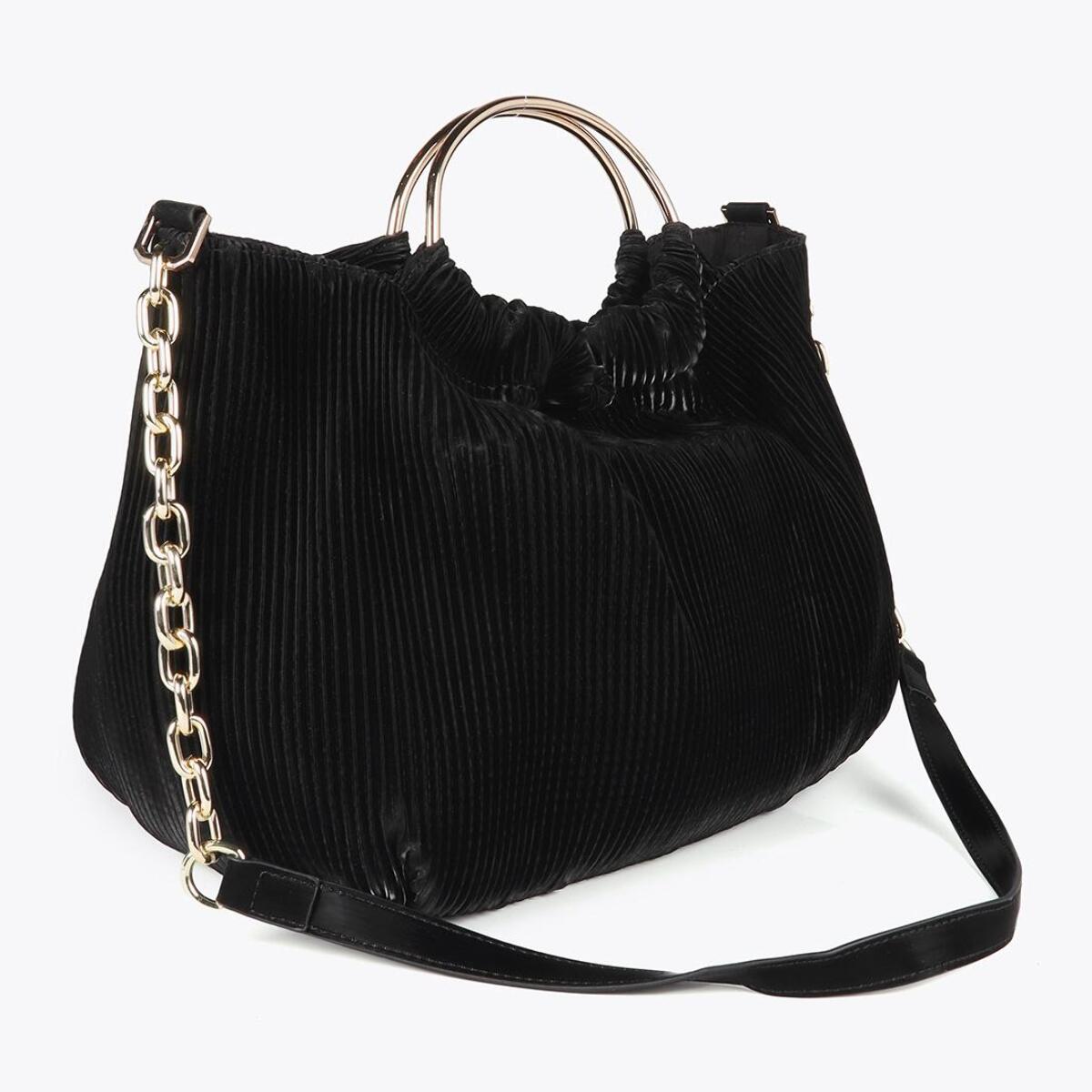 Borsa Plissettata Effetto Pelle con Etichetta 'bags lovers'