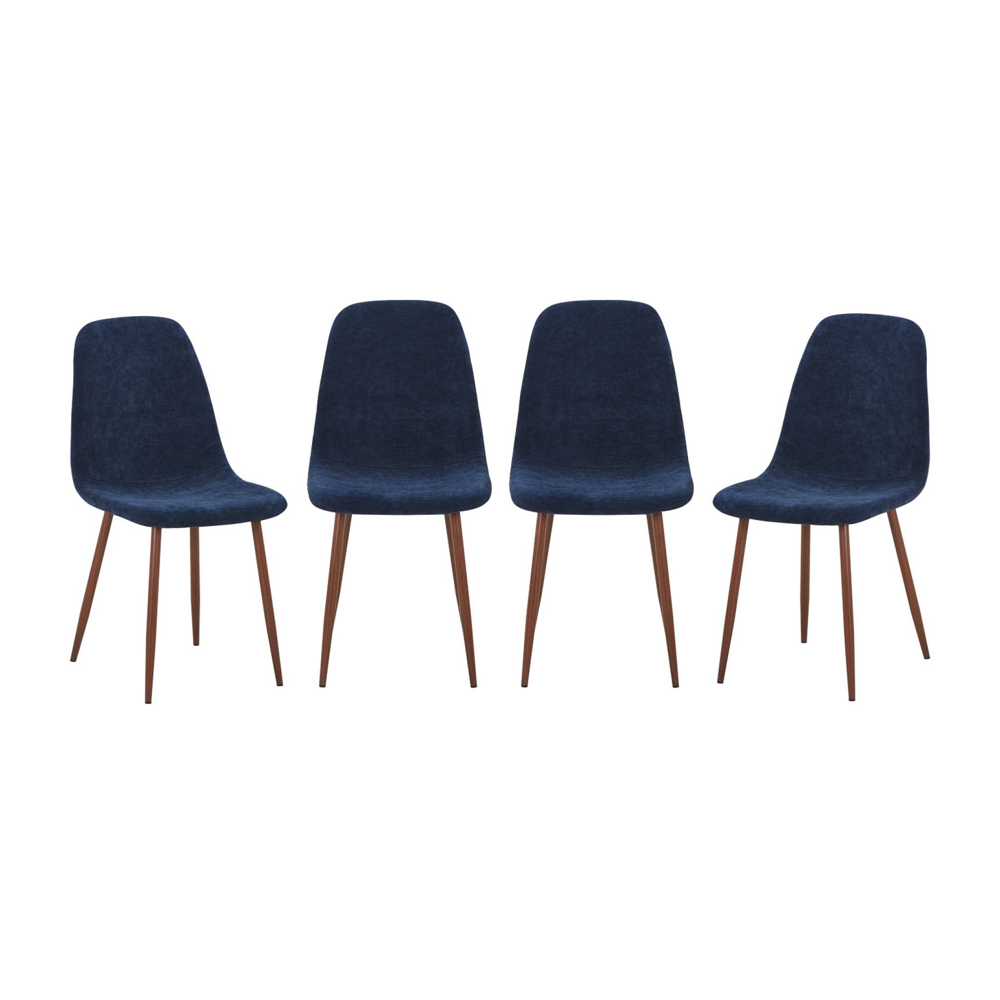 Chaise décor bois teinte noyer et tissu (lot de 4) VERA