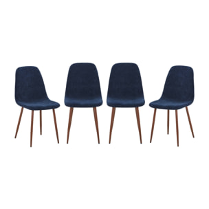 Chaise décor bois teinte noyer et tissu (lot de 4) VERA