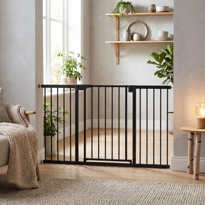 Barrière de sécurité chien largeur réglable 76-130 cm acier noir