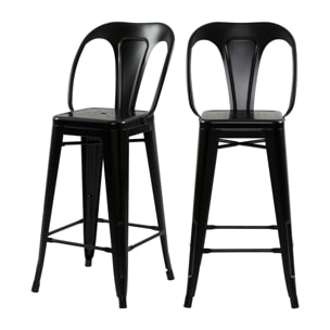 Lot de 2 chaises pour îlot central 67 cm en métal noir mat - Indus