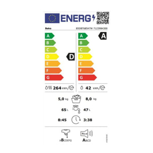 Lave linge séchant hublot encastrable BEKO B5DBT68547W