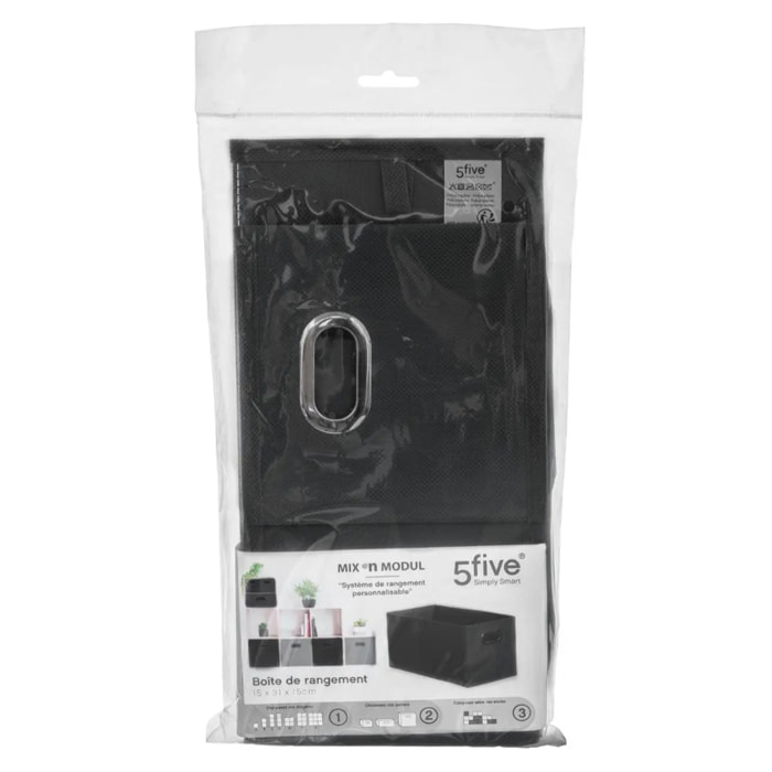 Panier tissu 15x31cm "Mix N' Modul" gris anthracite