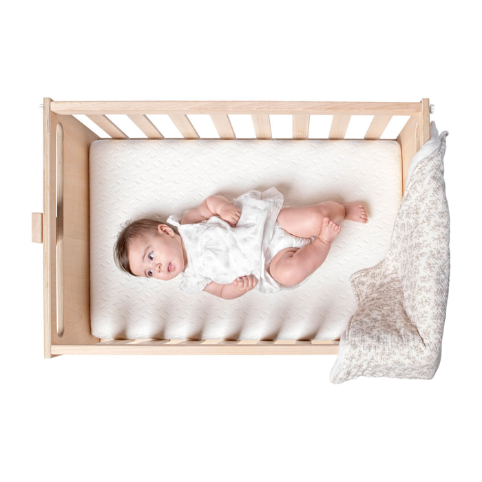 Colchón de Cuna Espuma + Visco | 8cm de altura |OEKOTEX | Funda Extraíble y Lavable | Baby