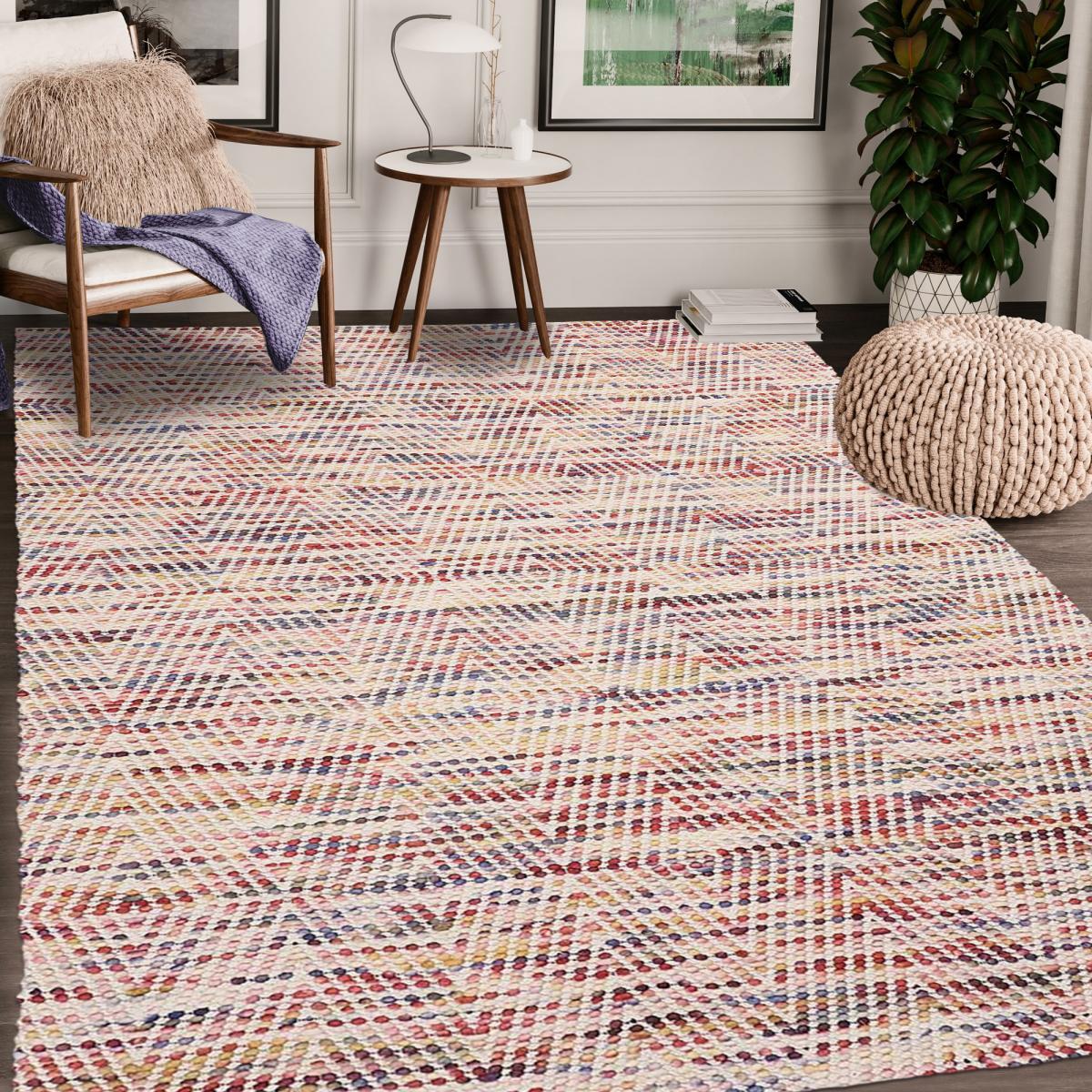 Tapis kilim fait à la main en laine motif ethnique JISO