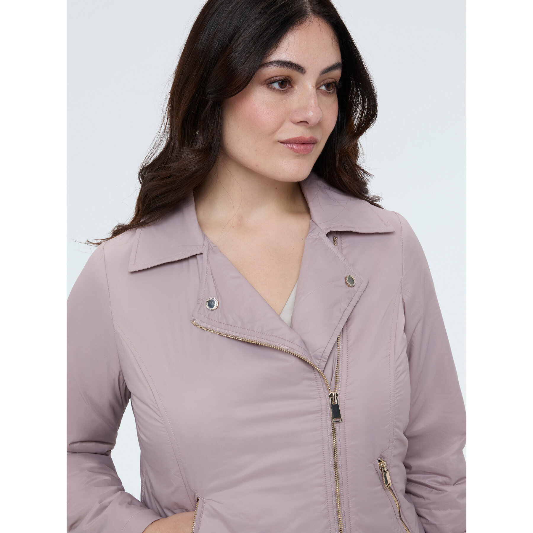 Fiorella Rubino - Plumífero biker con cierre asimétrico - Rosa