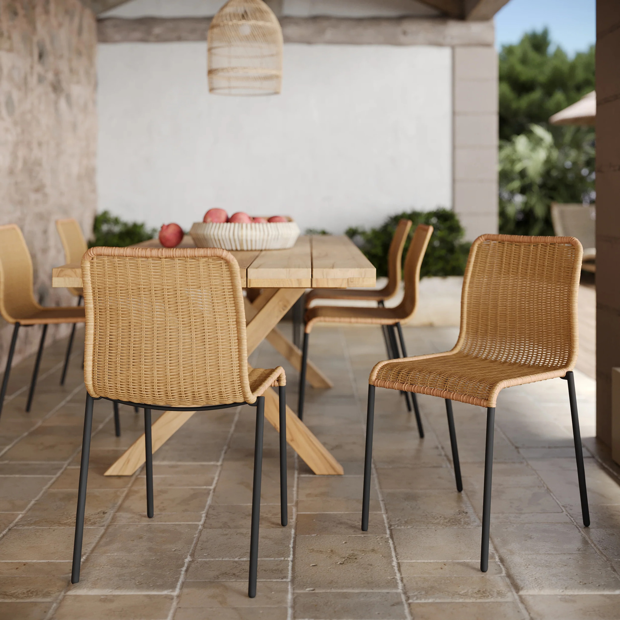 Lot de 2 chaises intérieur/extérieur en résine tressée naturelle - Sirivara