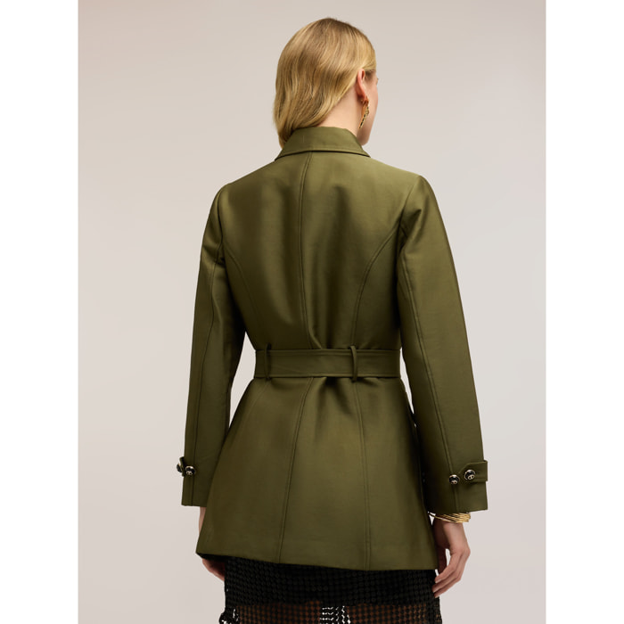 Motivi - Trench in misto cotone con cintura - Verde militare