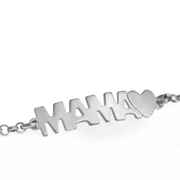 Pulsera de Plata de Ley 925 con inserción de colgante MAMA+CORAZON CIRCONITAS