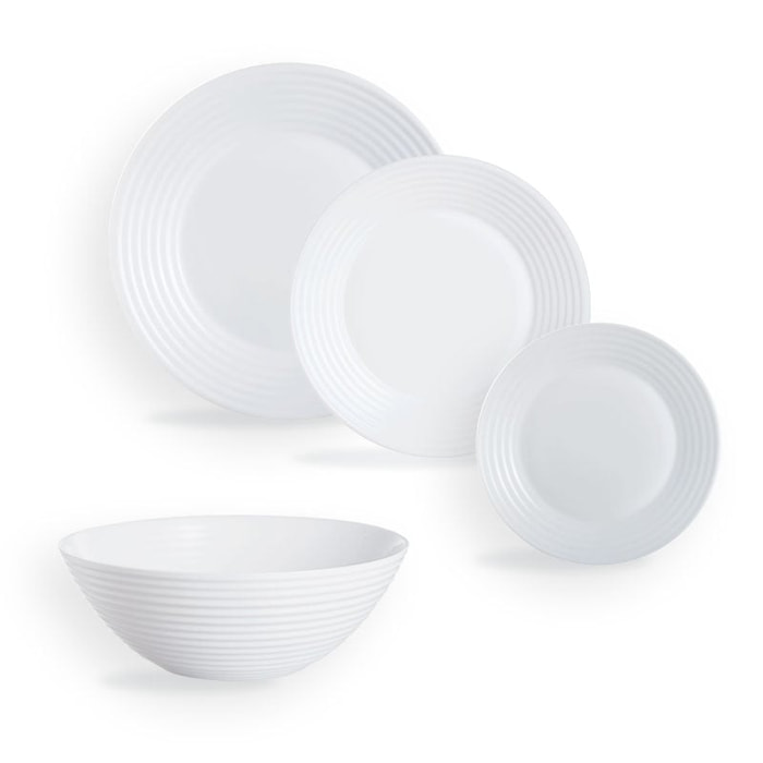 Service de table 19 pièces Harena Blanc - Luminarc - Opale Extra Résistant