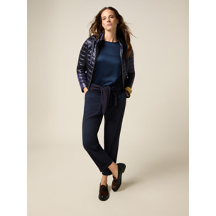 Oltre - Pantalones cropped de tejido crepé - Azul