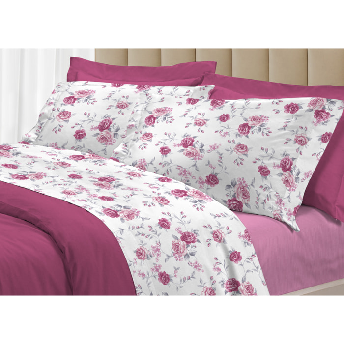 Completo Lenzuola 100% Cotone Linea 3027 Sanderson Rosa