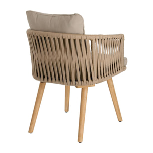 Kave Home - Sedia Hemilce in corda beige e gambe in legno massello di acacia FSC 100%