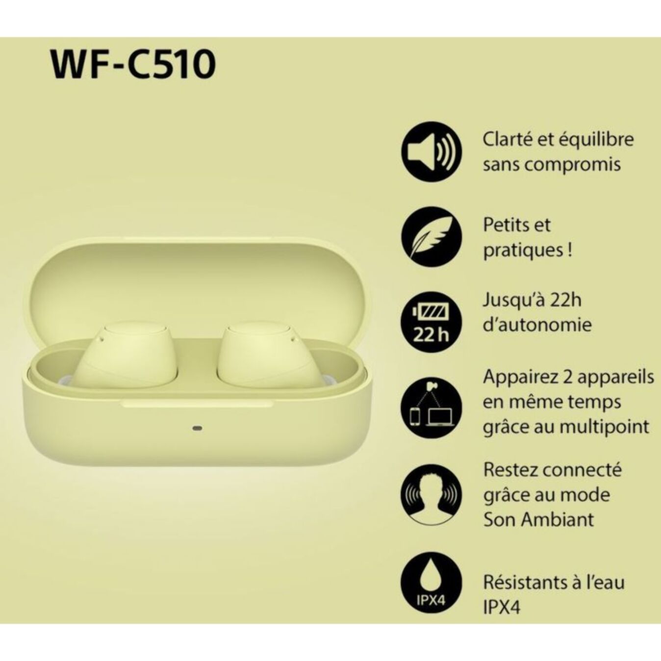 Ecouteurs SONY WF-C510 Jaune